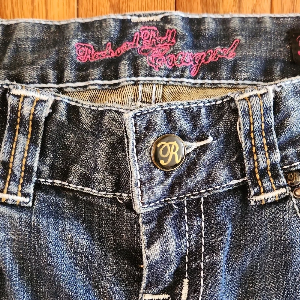Rock & Roll Cowgirl Low Rise Bootcut Jeans - Heavily Studded 26 X 34 - Picture 9 of 11
